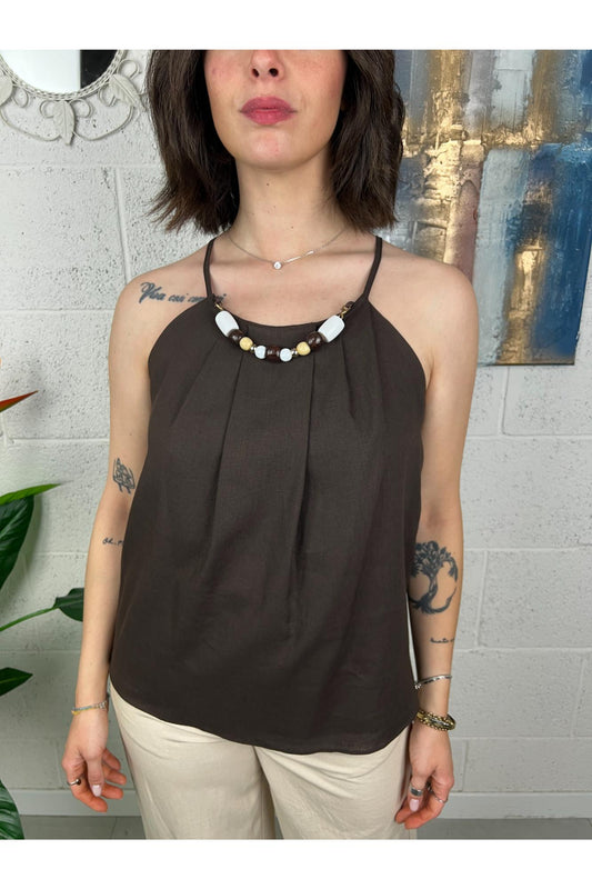 METOO Top con collana Metoo Cacao