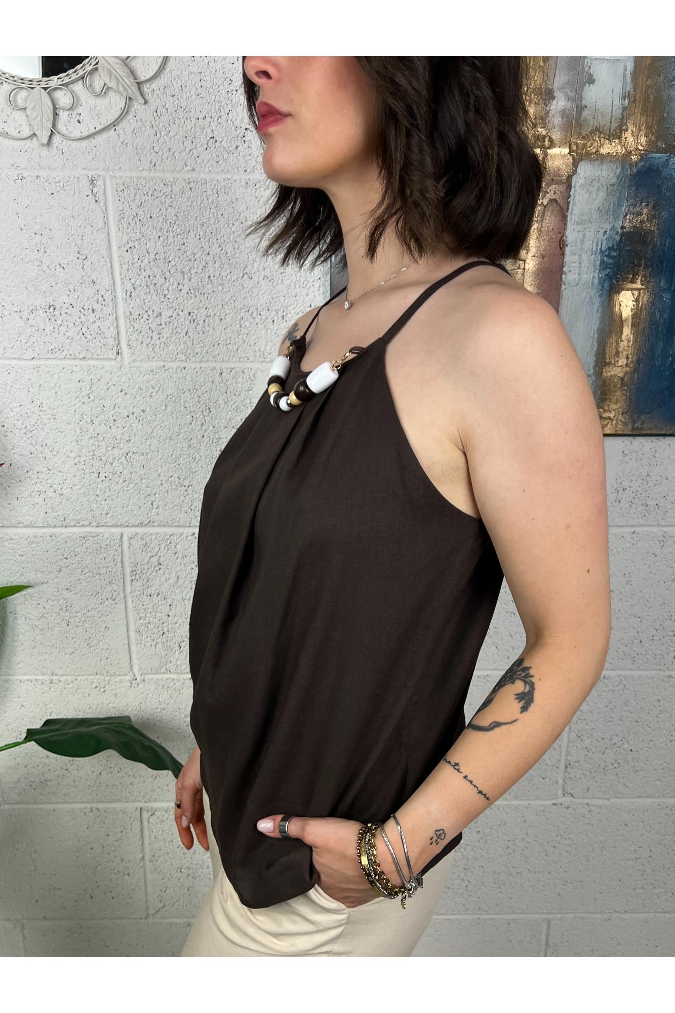 METOO Top con collana Metoo Cacao
