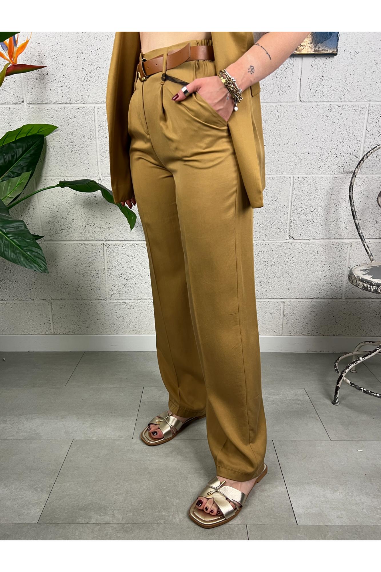 METOO Pantalone palazzo Metoo Senape