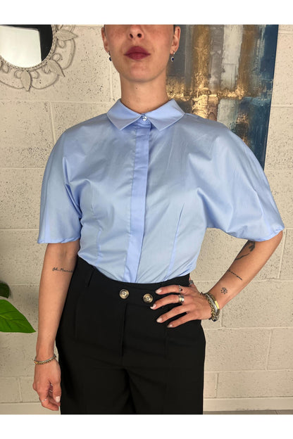 MOTEL Camicia con manica ampia Celeste