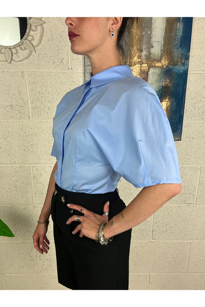 MOTEL Camicia con manica ampia Celeste