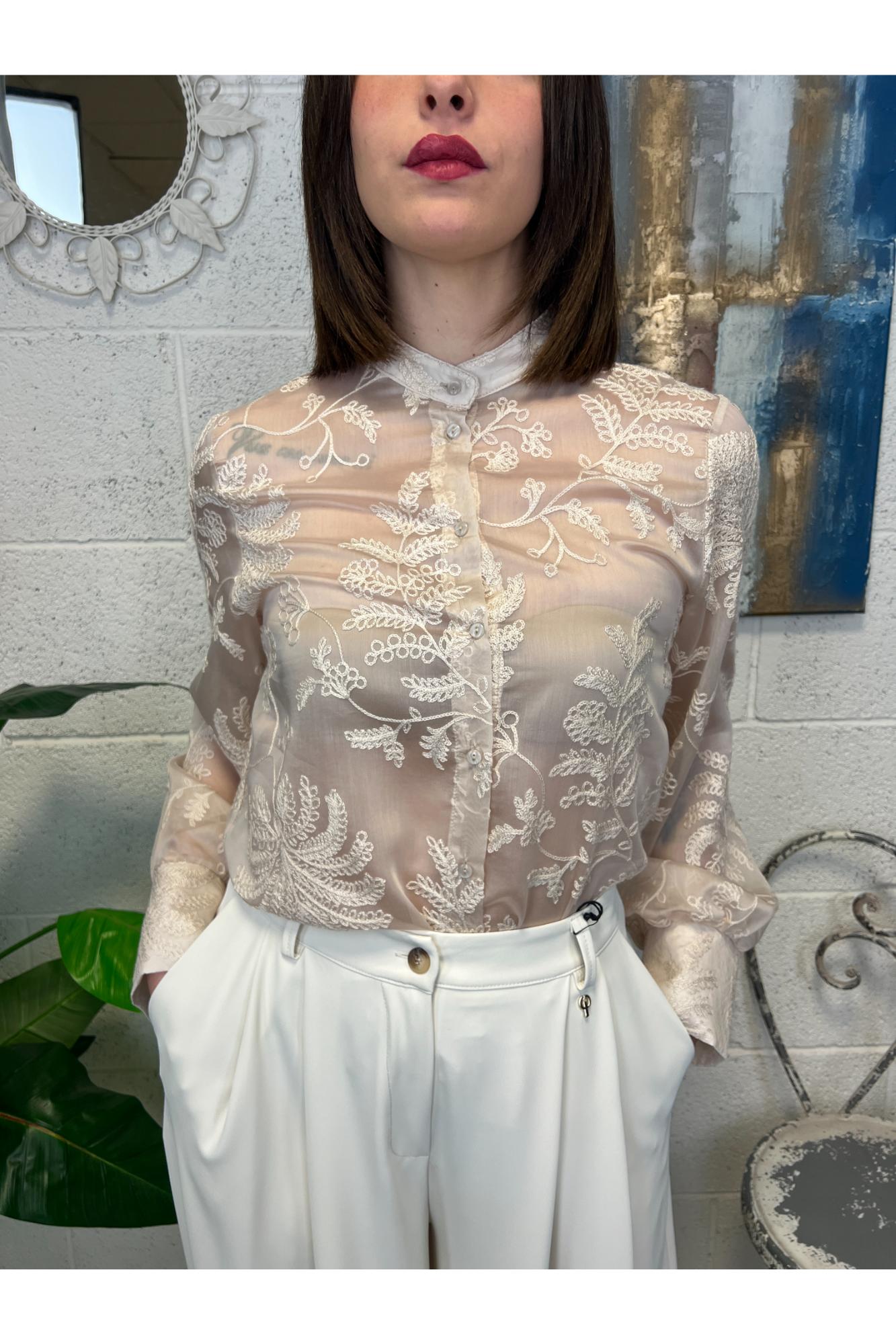 MOTEL Camicia con ricami Motel Beige