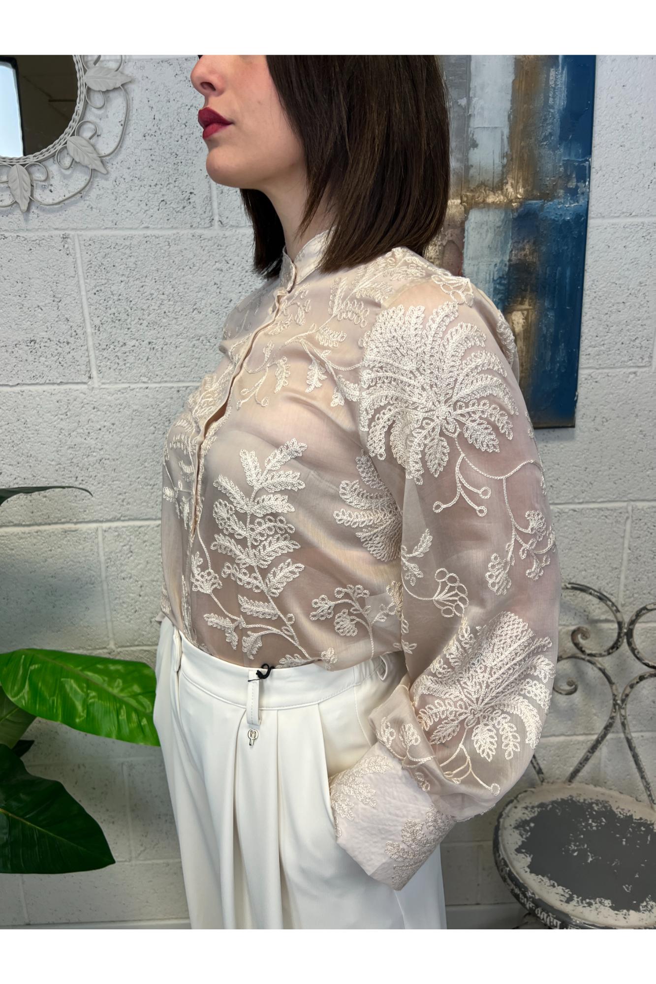 MOTEL Camicia con ricami Motel Beige