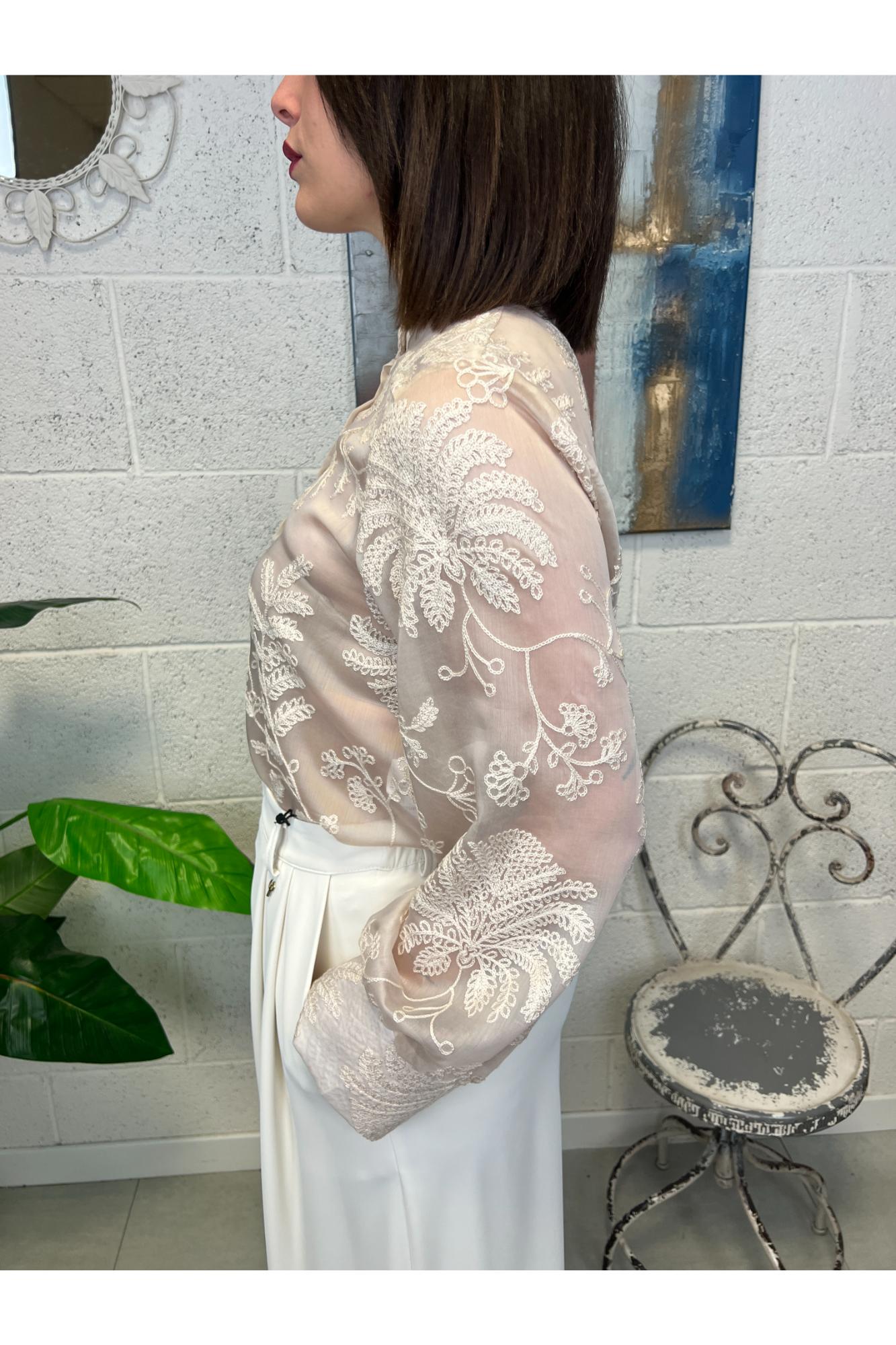 MOTEL Camicia con ricami Motel Beige