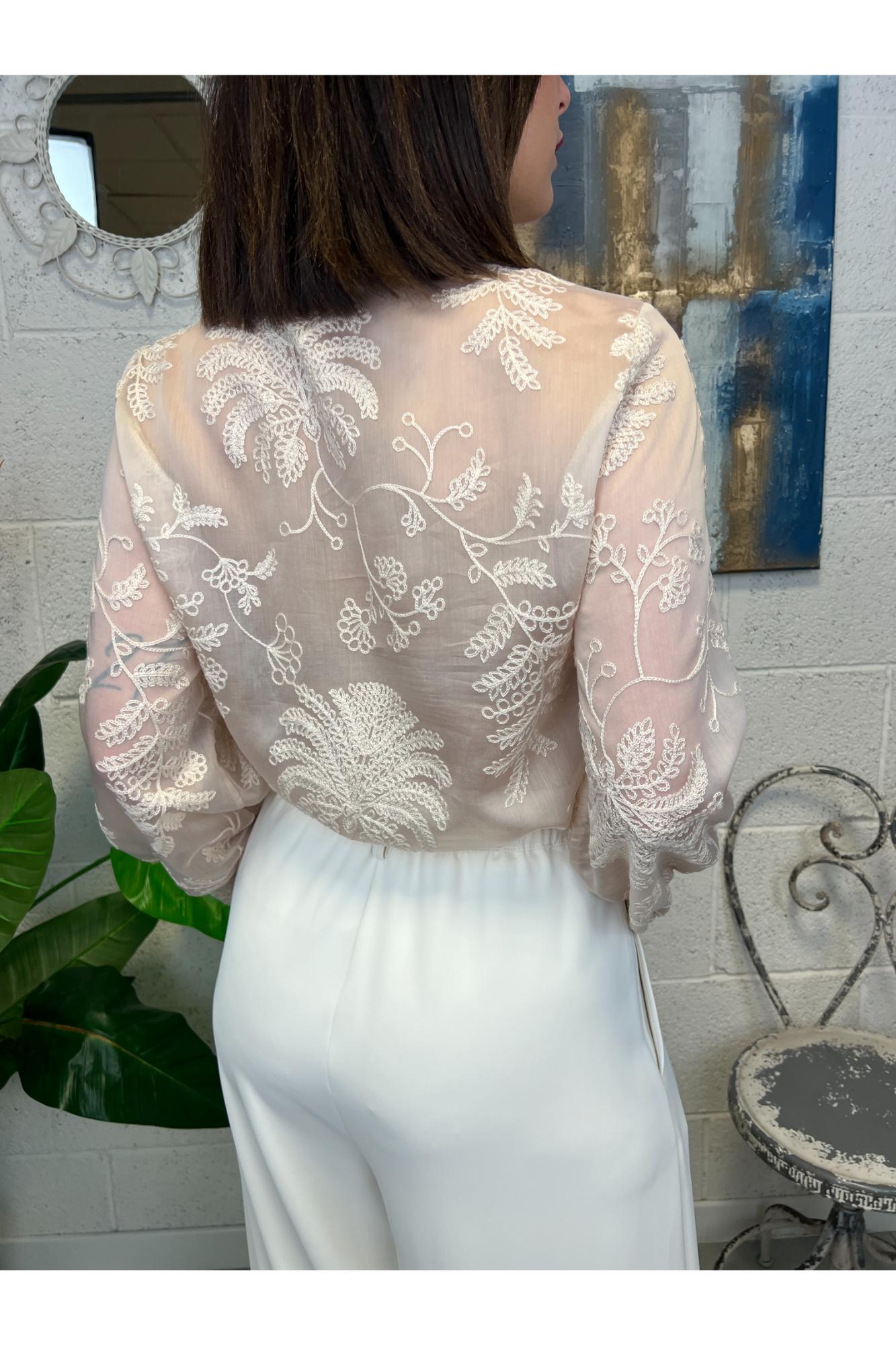 MOTEL Camicia con ricami Motel Beige