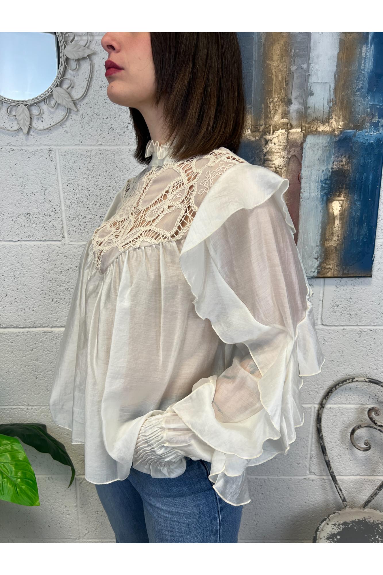 MOTEL Blusa con uncinetto Motel Panna