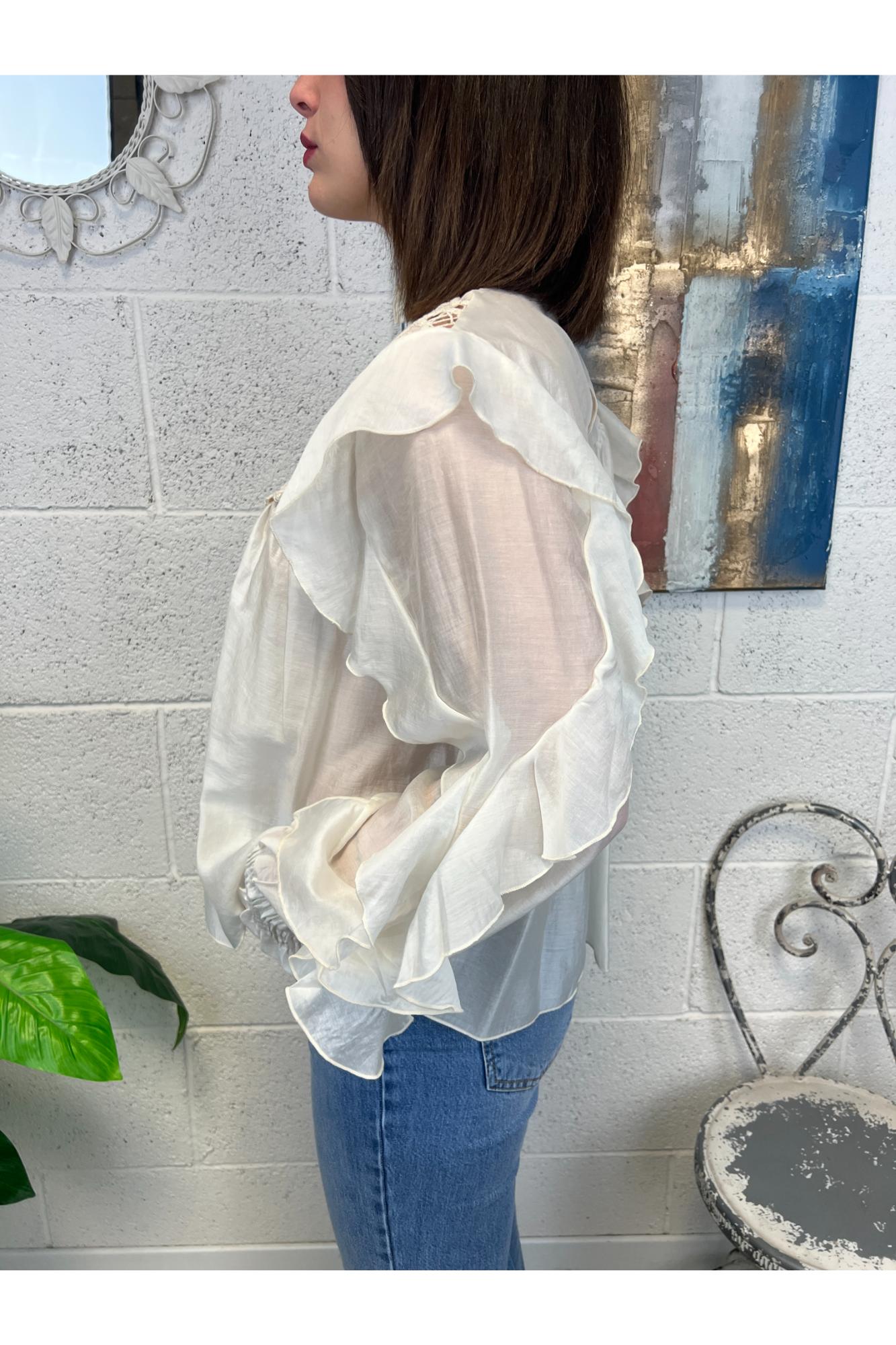 MOTEL Blusa con uncinetto Motel Panna