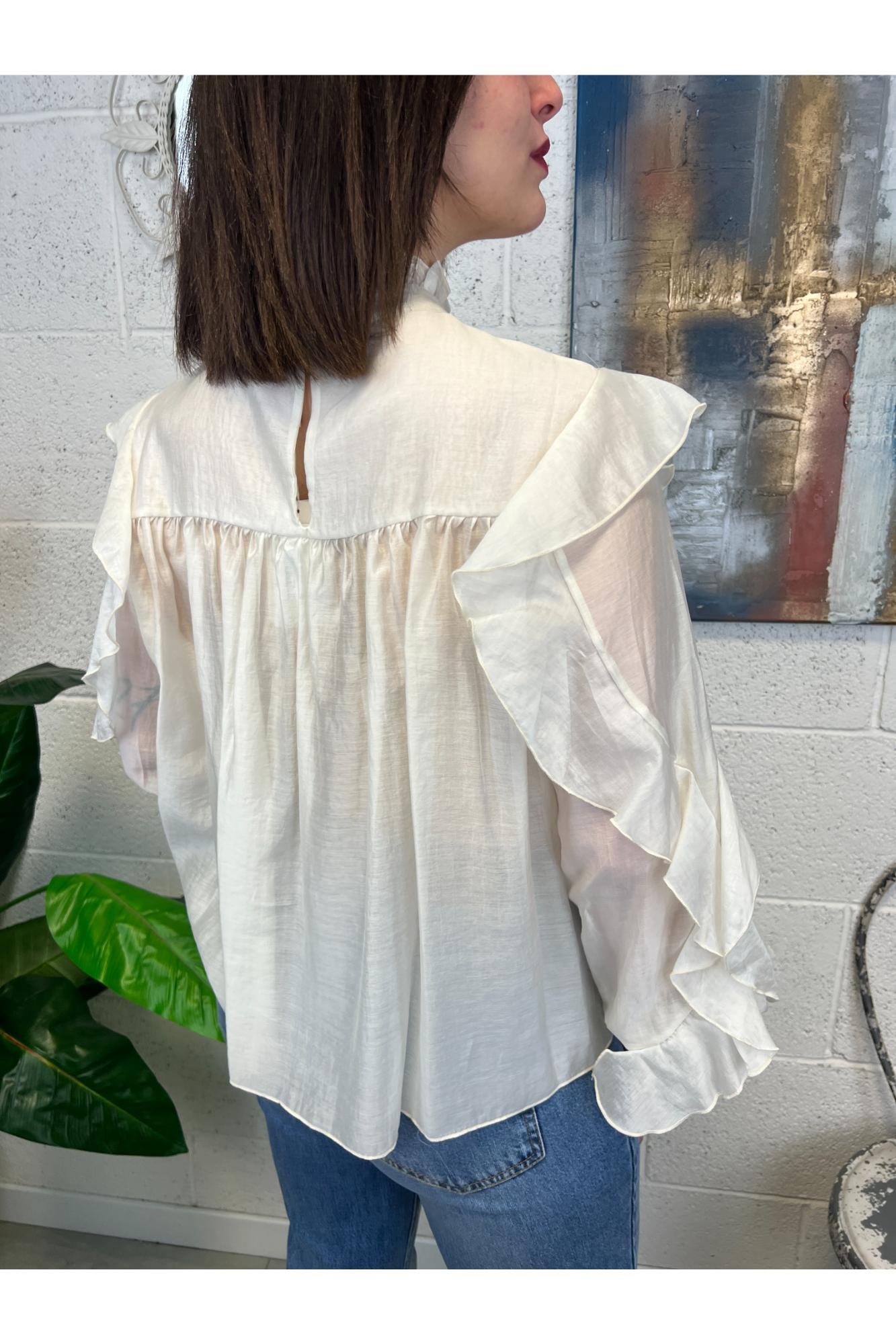 MOTEL Blusa con uncinetto Motel Panna