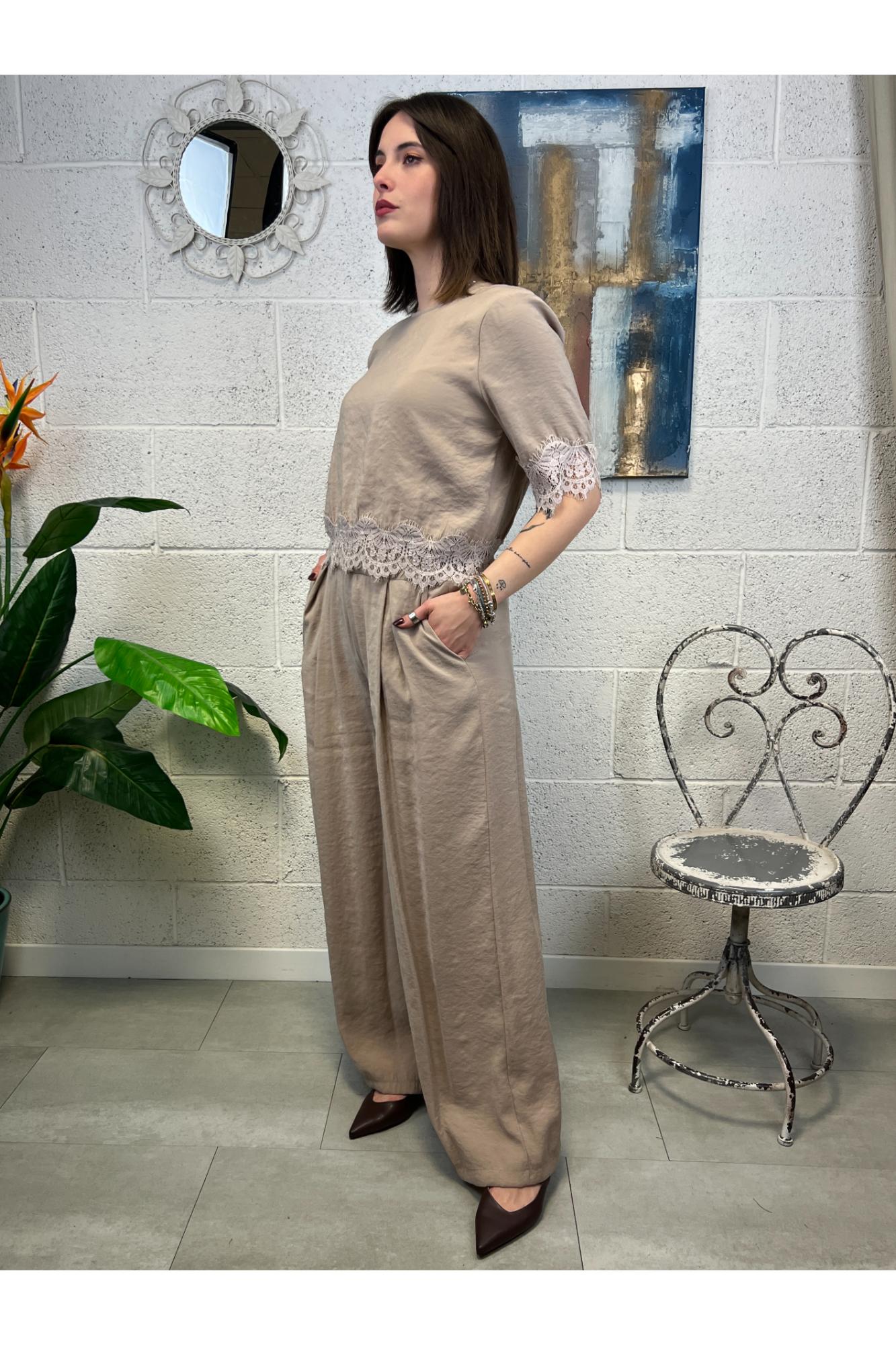 MOTEL Pantalone palazzo Motel Beige