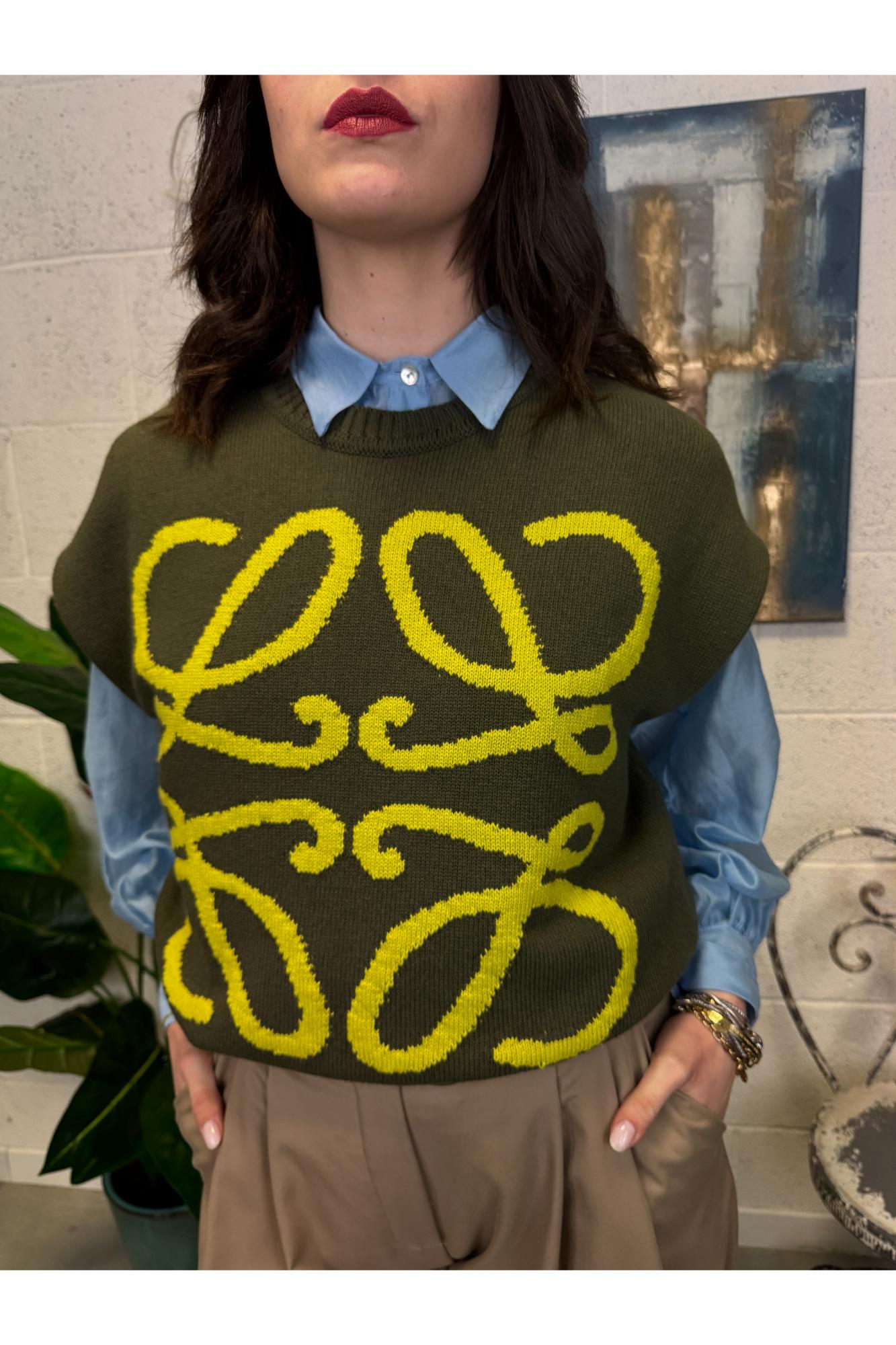 MOTEL Gilet in filo Motel Green