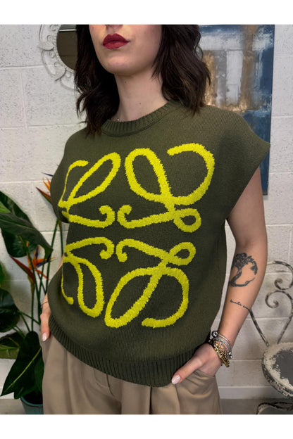 MOTEL Gilet in filo Motel Green