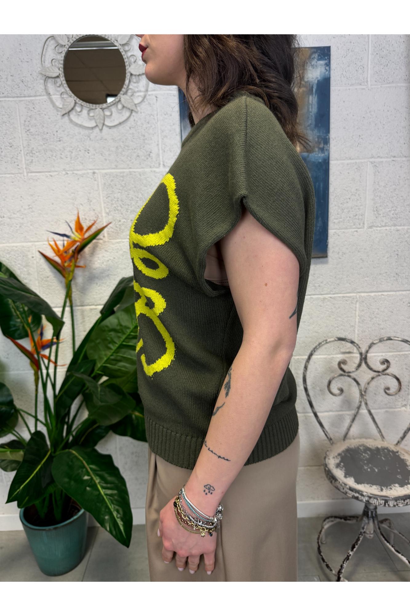 MOTEL Gilet in filo Motel Green