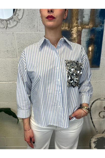 MOTEL Camicia con taschino di paillettes Motel Unica