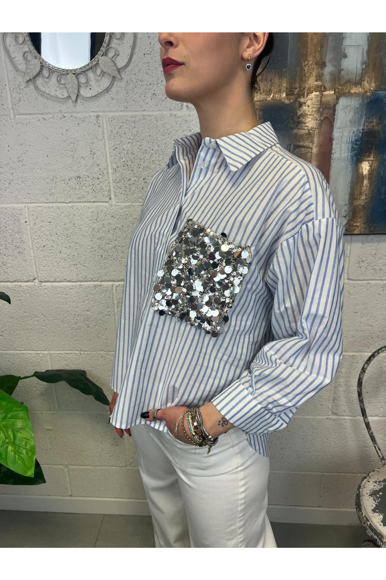 MOTEL Camicia con taschino di paillettes Motel Unica
