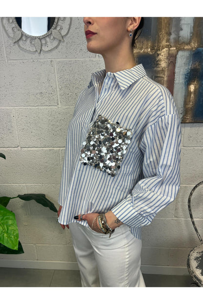 MOTEL Camicia con taschino di paillettes Motel Unica