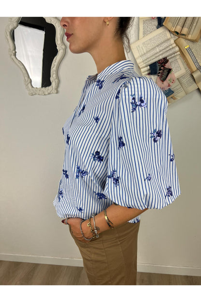 Camicia gessata con paillettes Motel