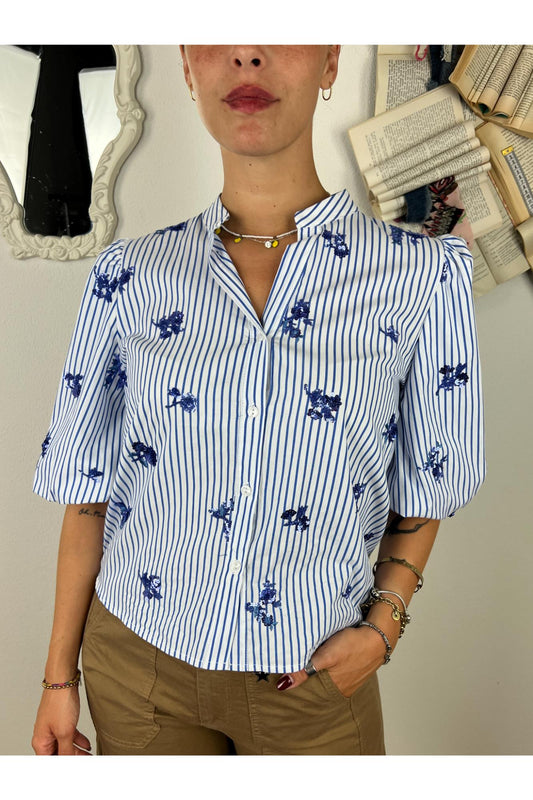 Camicia gessata con paillettes Motel