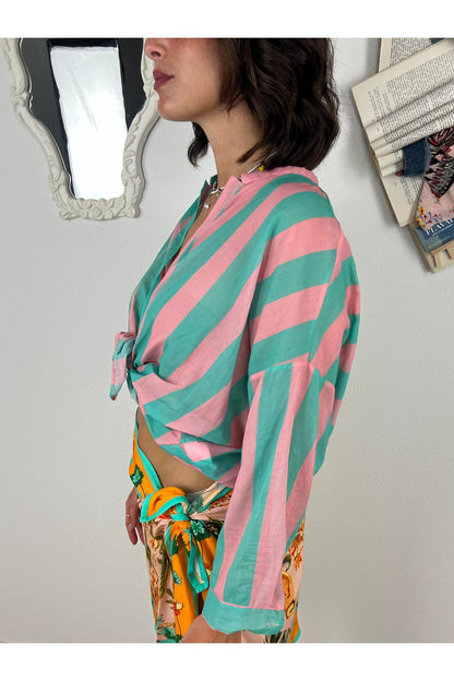 MOTEL Camicia rigata Motel Rosa