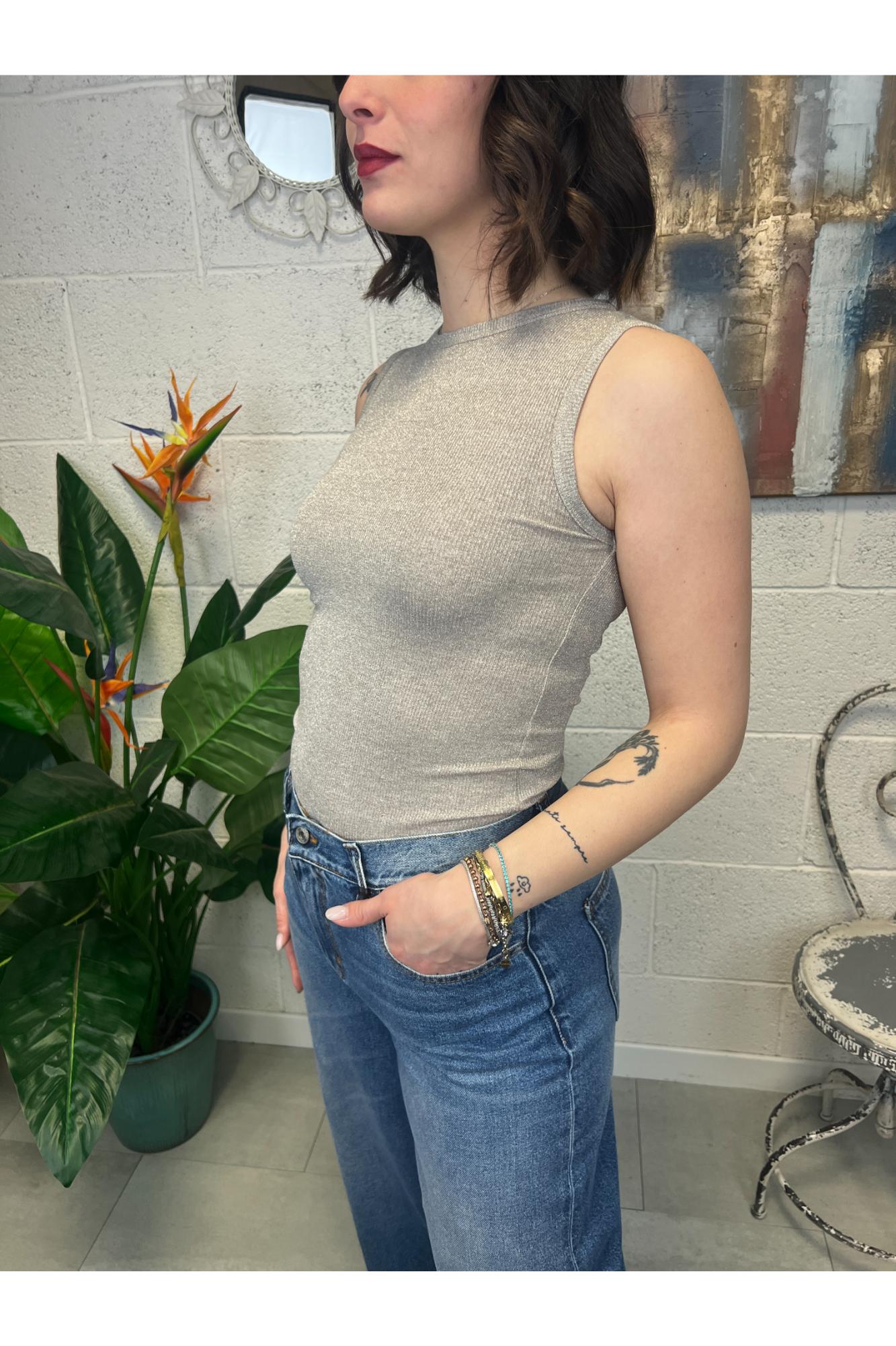 PHILIA LOFT canottiera con lurex Philia loft Pietra