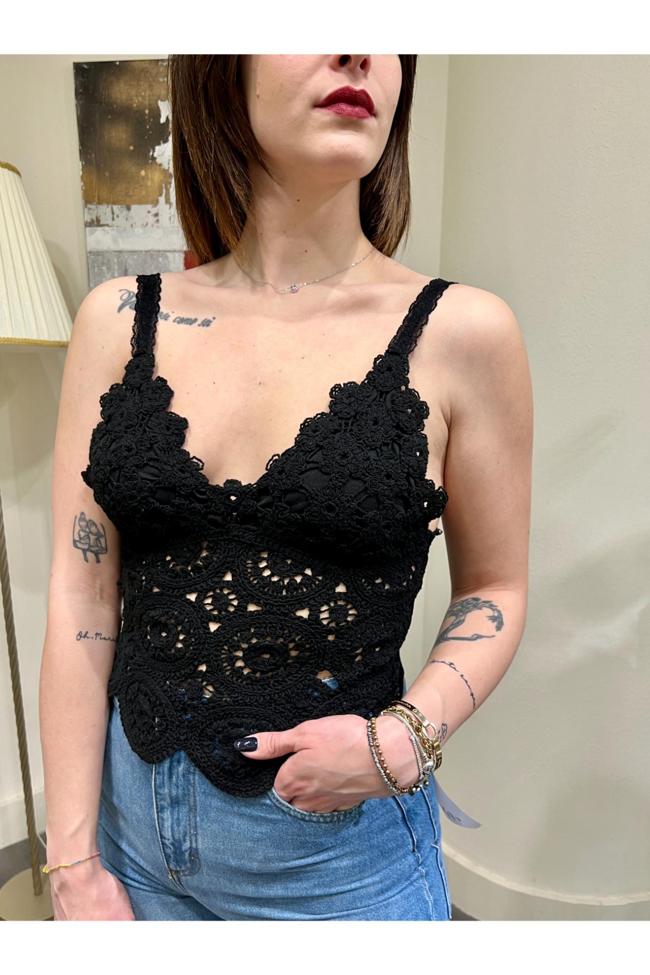 PHILIA LOFT Canottiera macramè Philia loft Nero