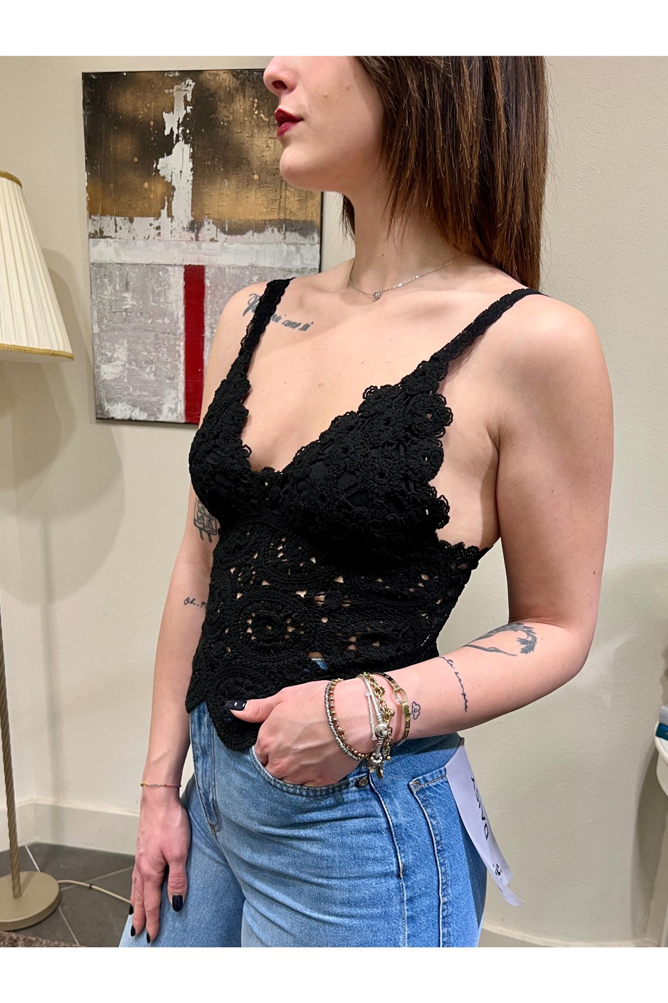 PHILIA LOFT Canottiera macramè Philia loft Nero