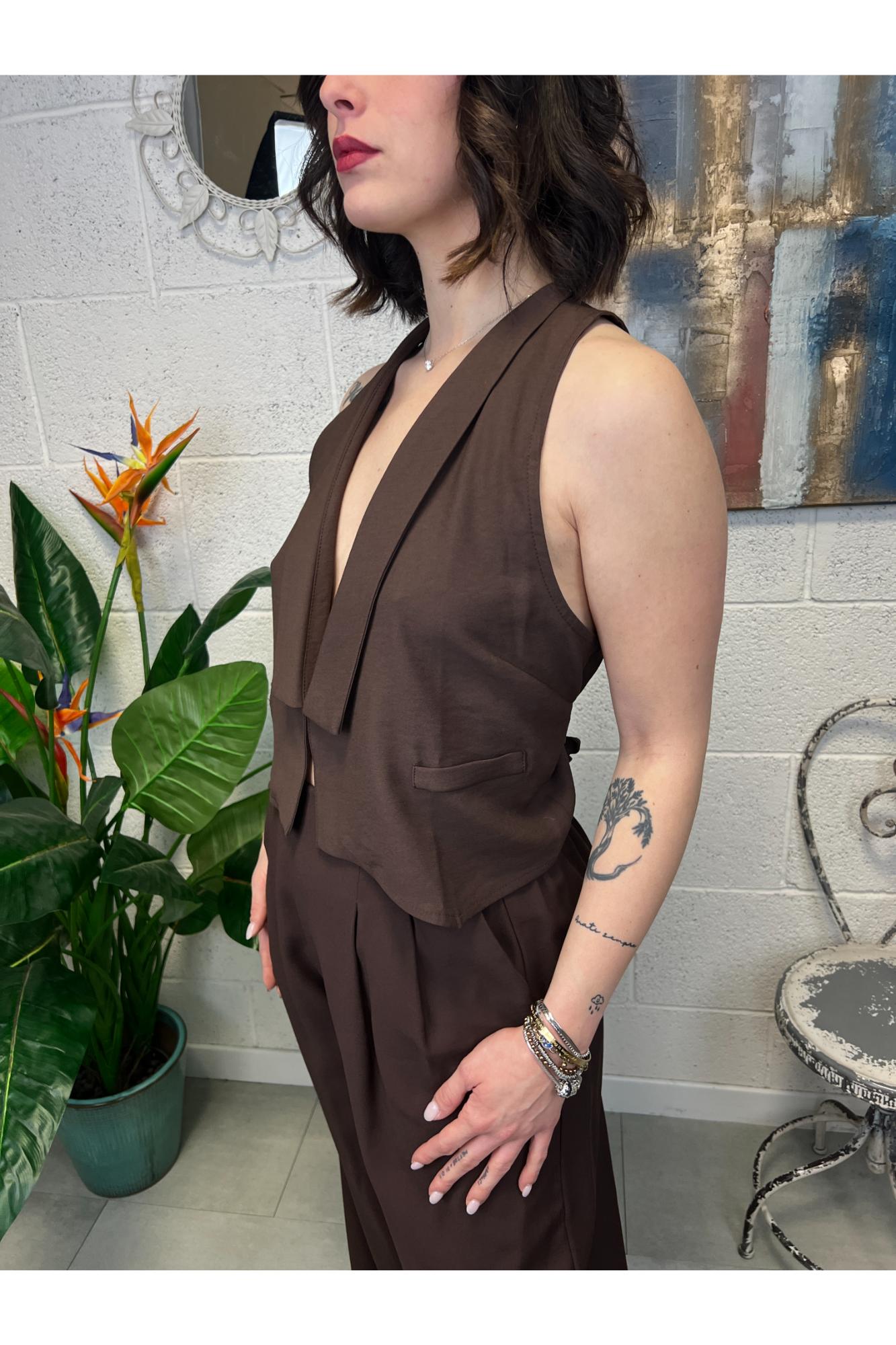 PHILIA LOFT Gilet scollato Philia loft Moka