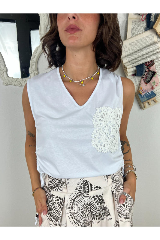 PHILIA LOFT T-shirt con uncinetto Philia loft Bianco