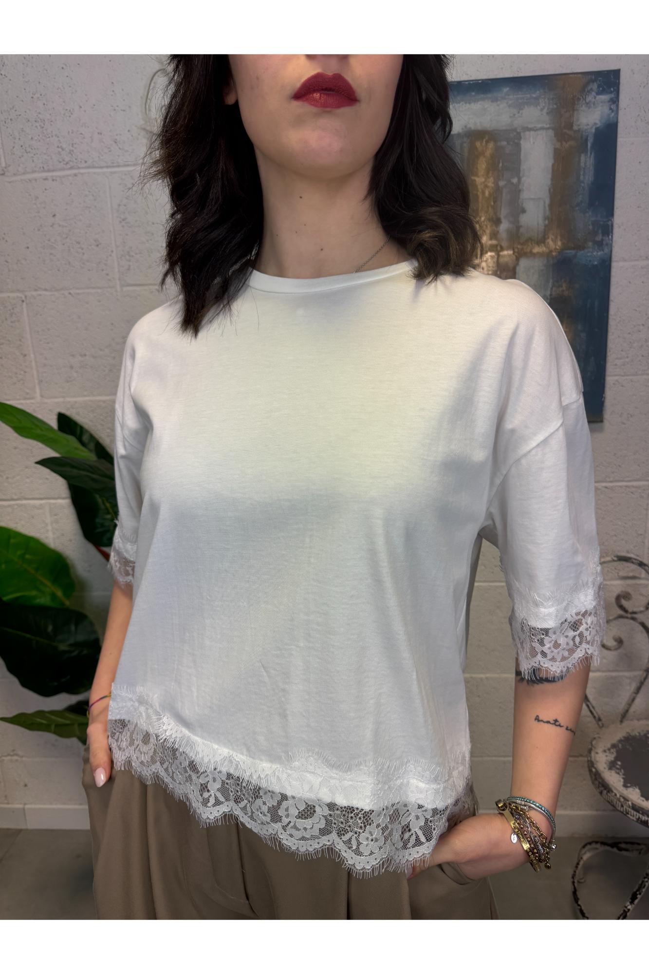 PHILIA LOFT T-shirt con pizzo Philia Bianco