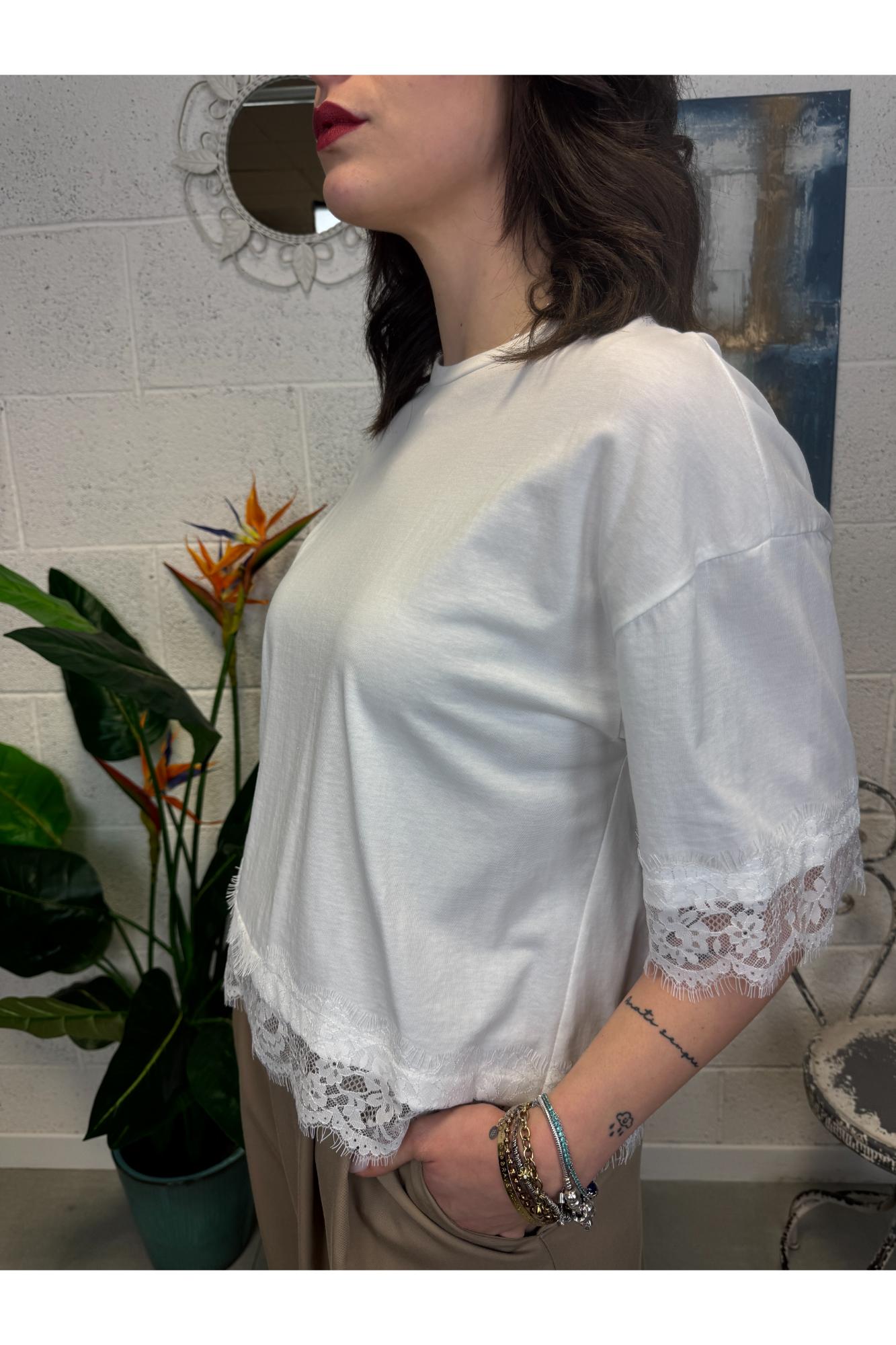 PHILIA LOFT T-shirt con pizzo Philia Bianco