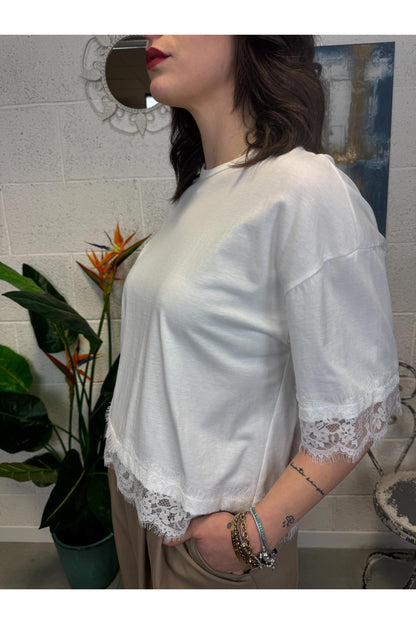 PHILIA LOFT T-shirt con pizzo Philia Bianco
