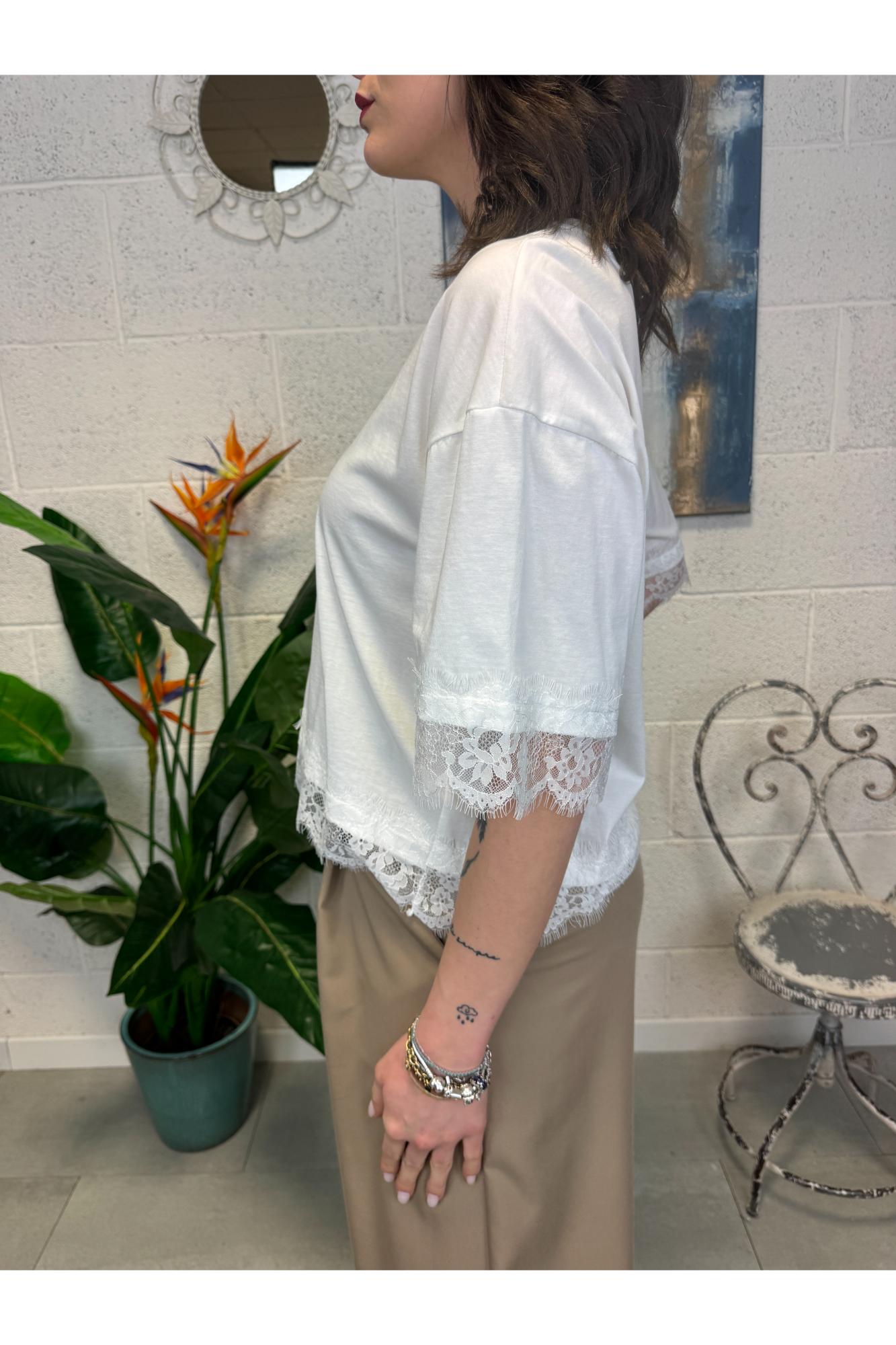 PHILIA LOFT T-shirt con pizzo Philia Bianco