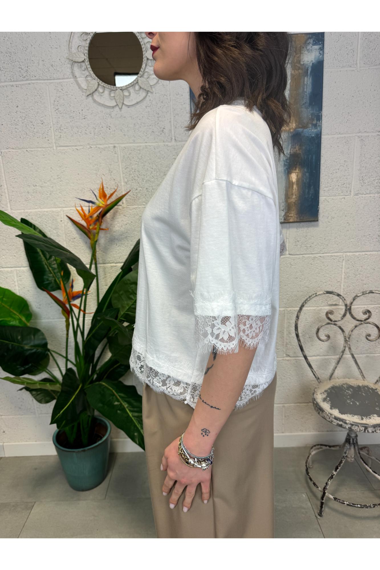 PHILIA LOFT T-shirt con pizzo Philia Bianco