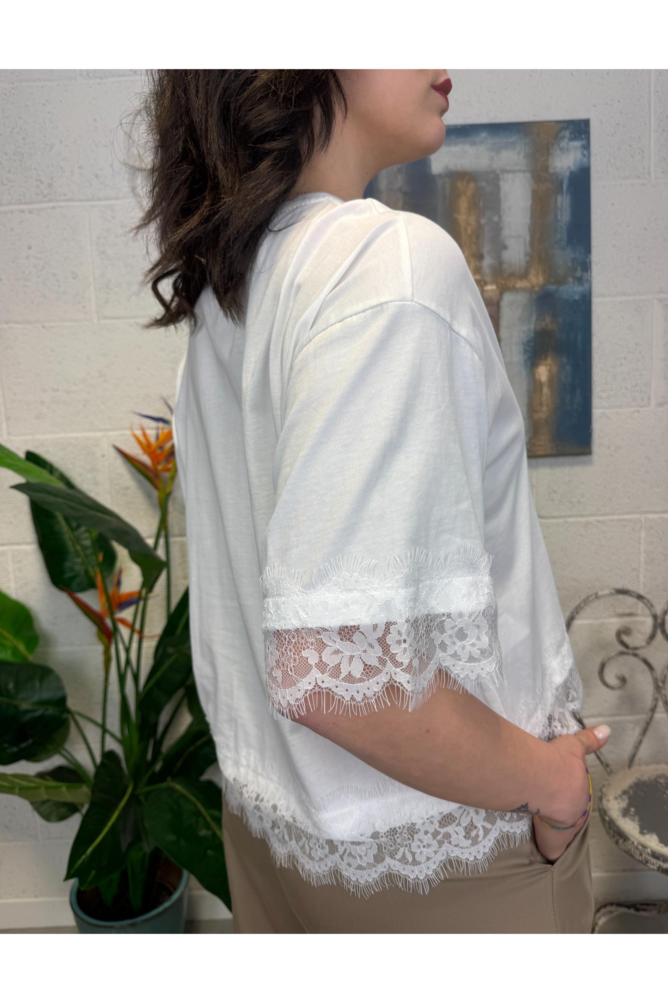 PHILIA LOFT T-shirt con pizzo Philia Bianco