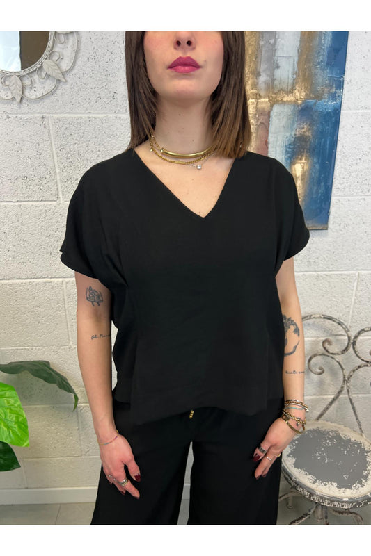 PHILIA LOFT Blusa in misto voscosa Philia loft Nero