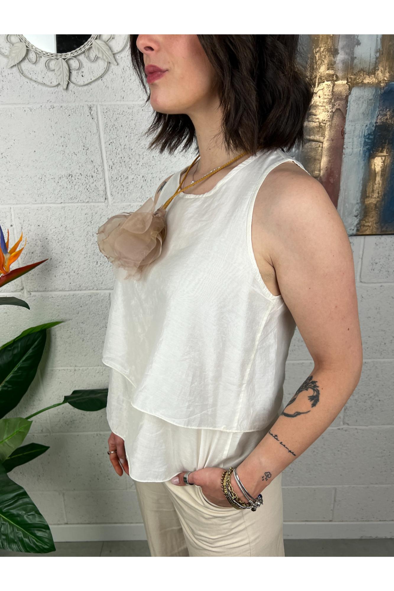 PHILIA LOFT Smanicata con balze Philia Burro