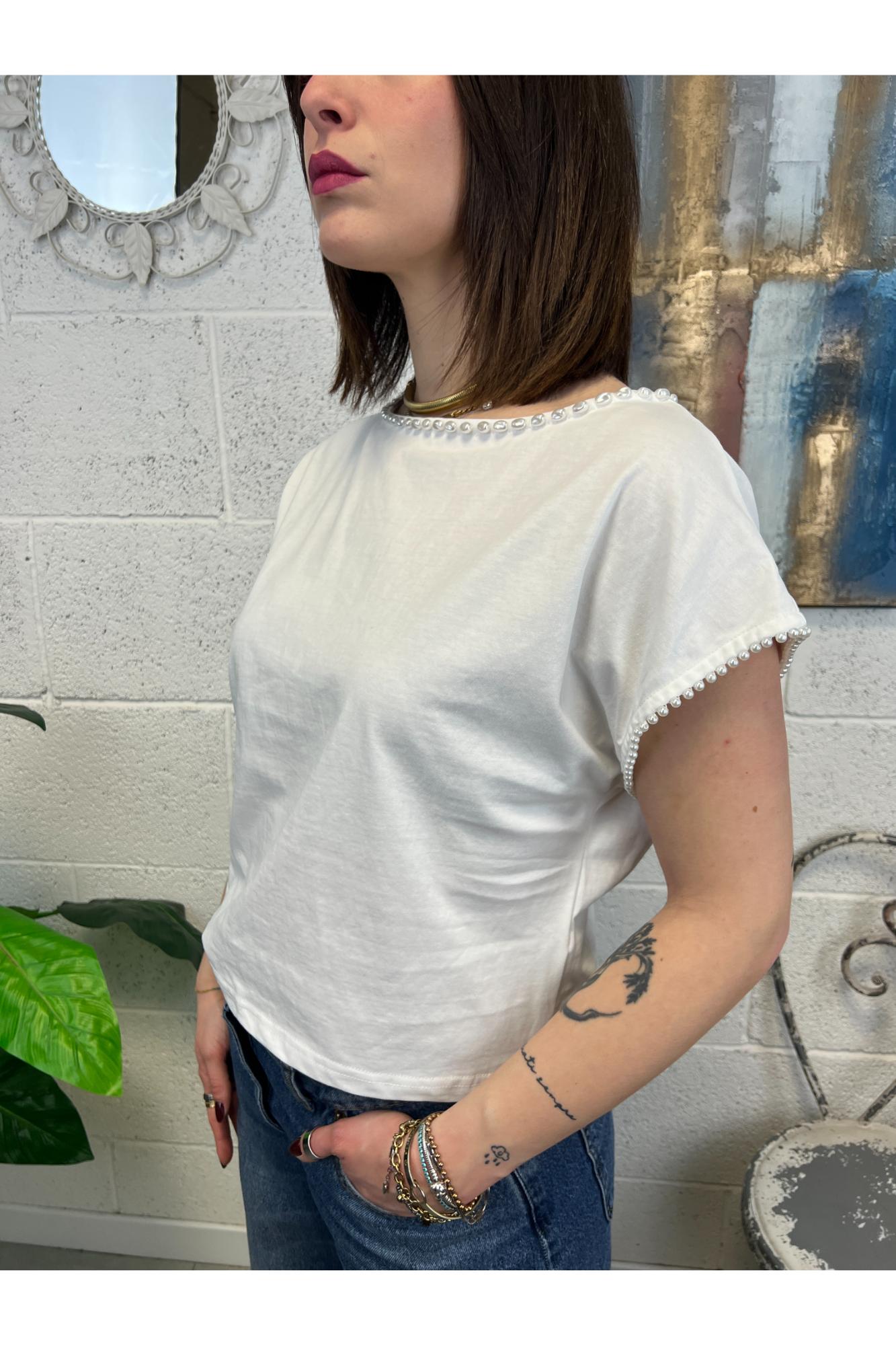 PHILIA LOFT T-shirt con perle Philia loft Bianco