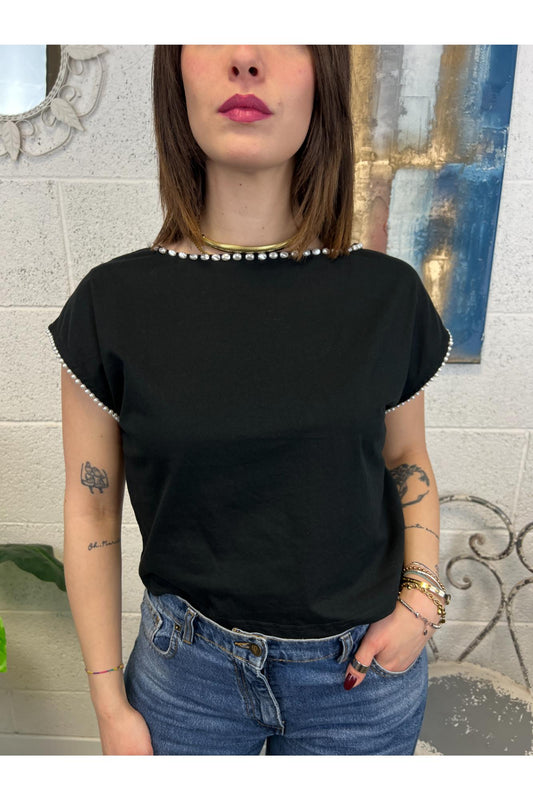 PHILIA LOFT T-shirt con perle Philia loft Nero