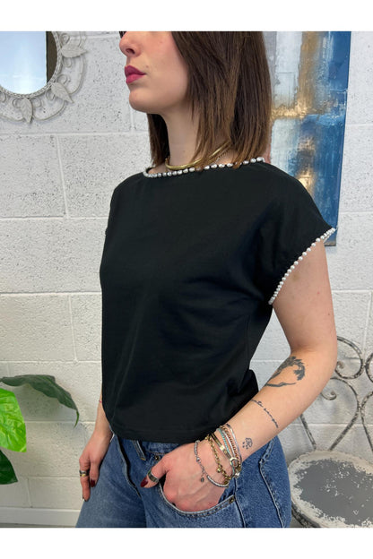 PHILIA LOFT T-shirt con perle Philia loft Nero