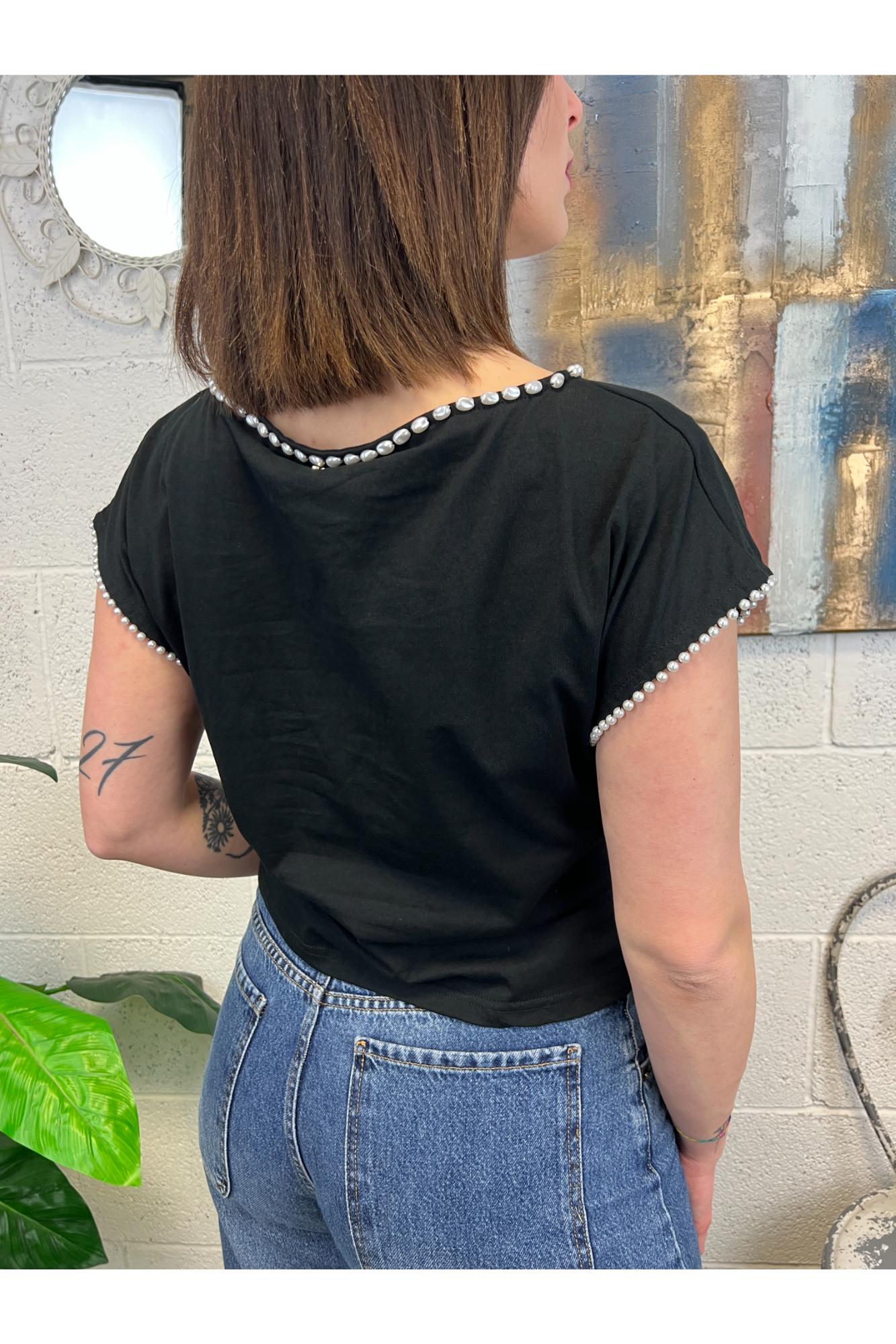 PHILIA LOFT T-shirt con perle Philia loft Nero
