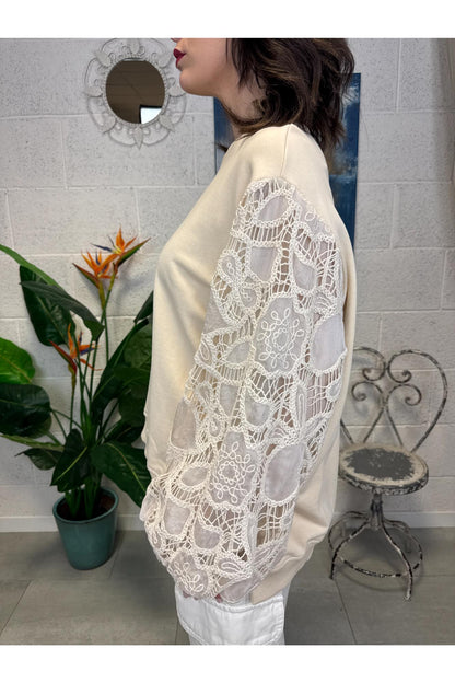 SOUVENIR Felpa manica uncinetto Souvenir Crema