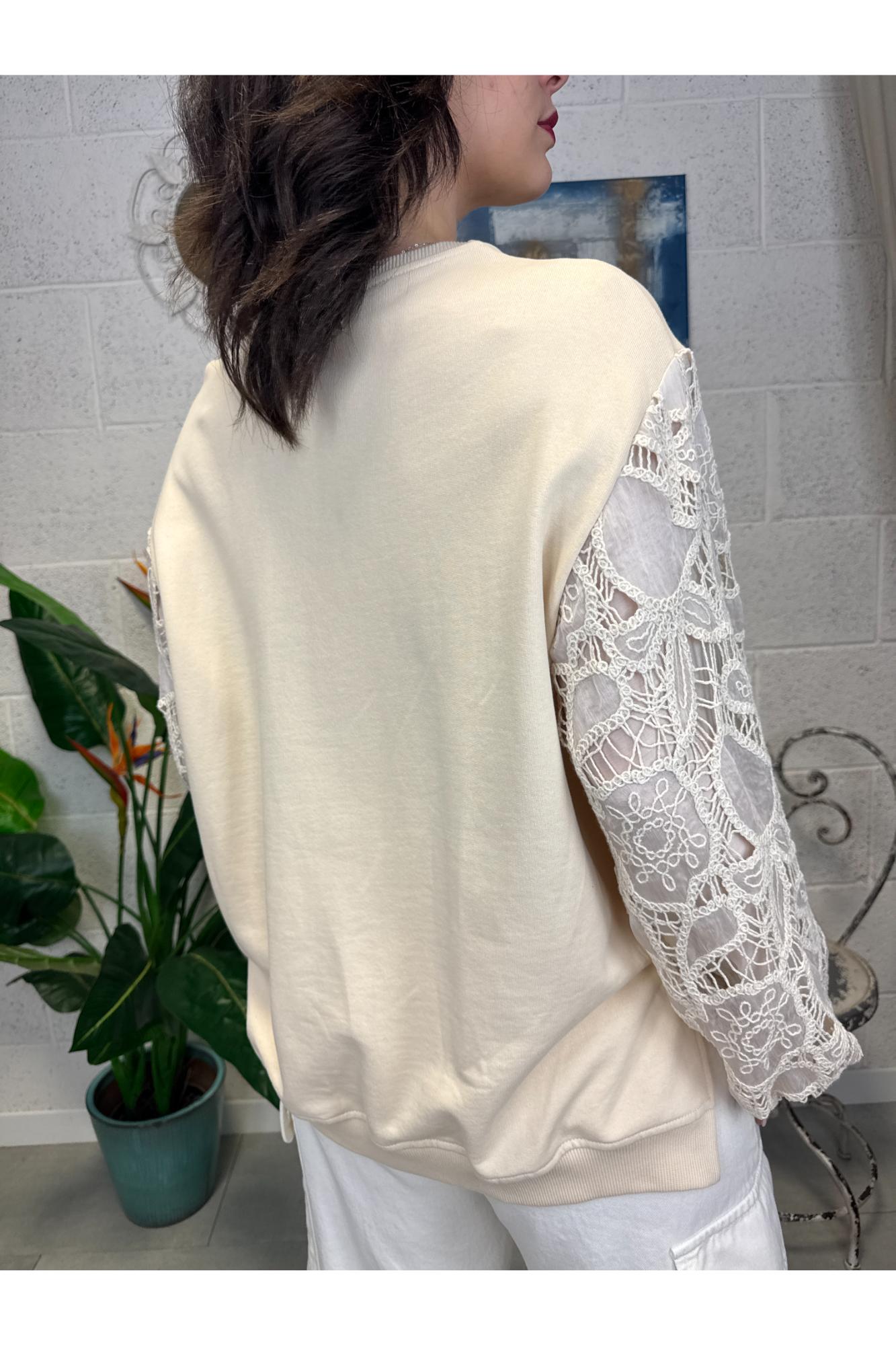 SOUVENIR Felpa manica uncinetto Souvenir Crema