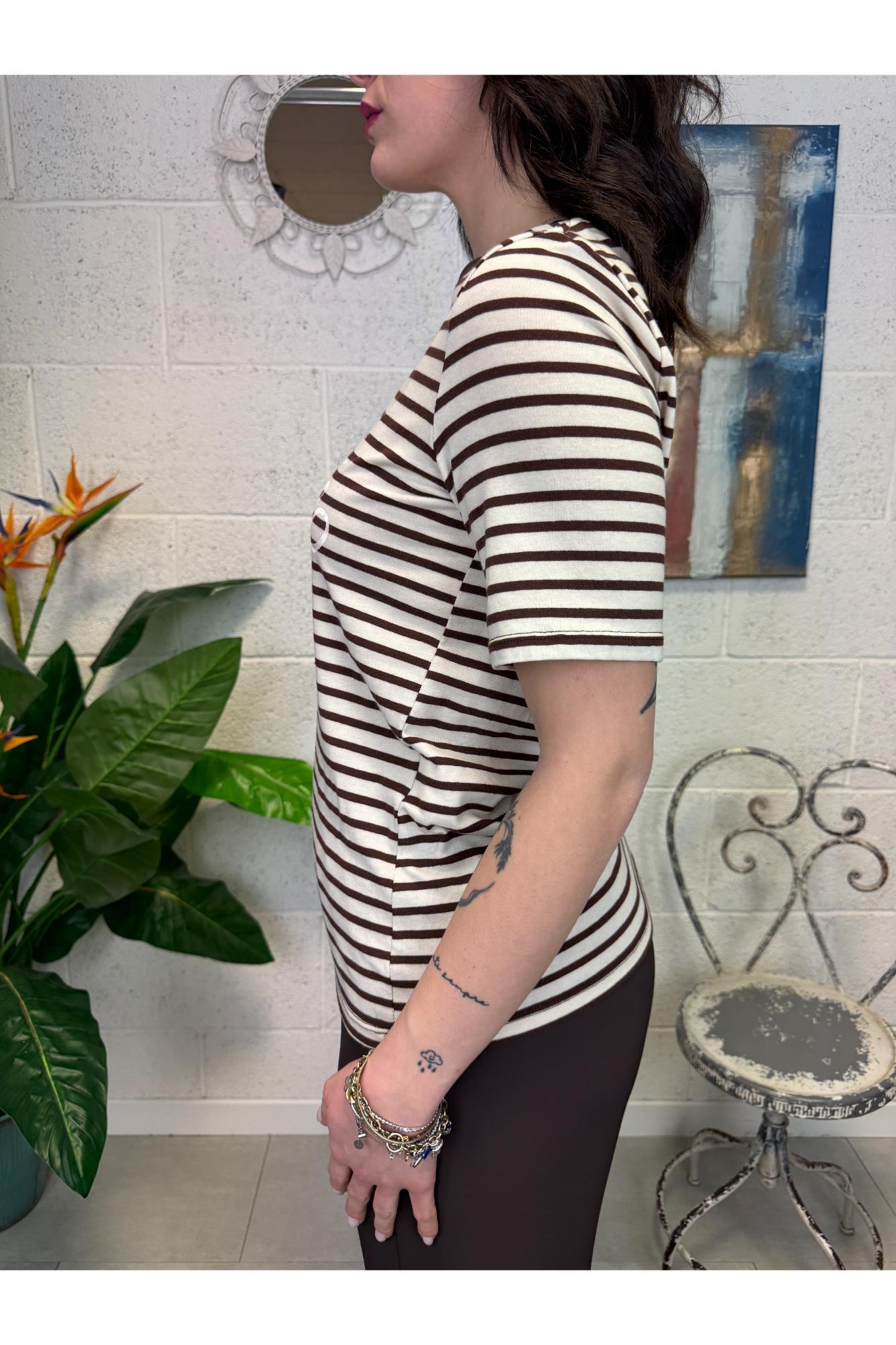 SOUVENIR T-shirt rigata Souvenir Cioccolato