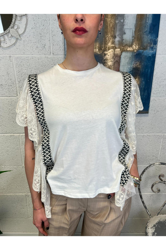 SOUVENIR T- shirt con pizzo Souvenir Panna
