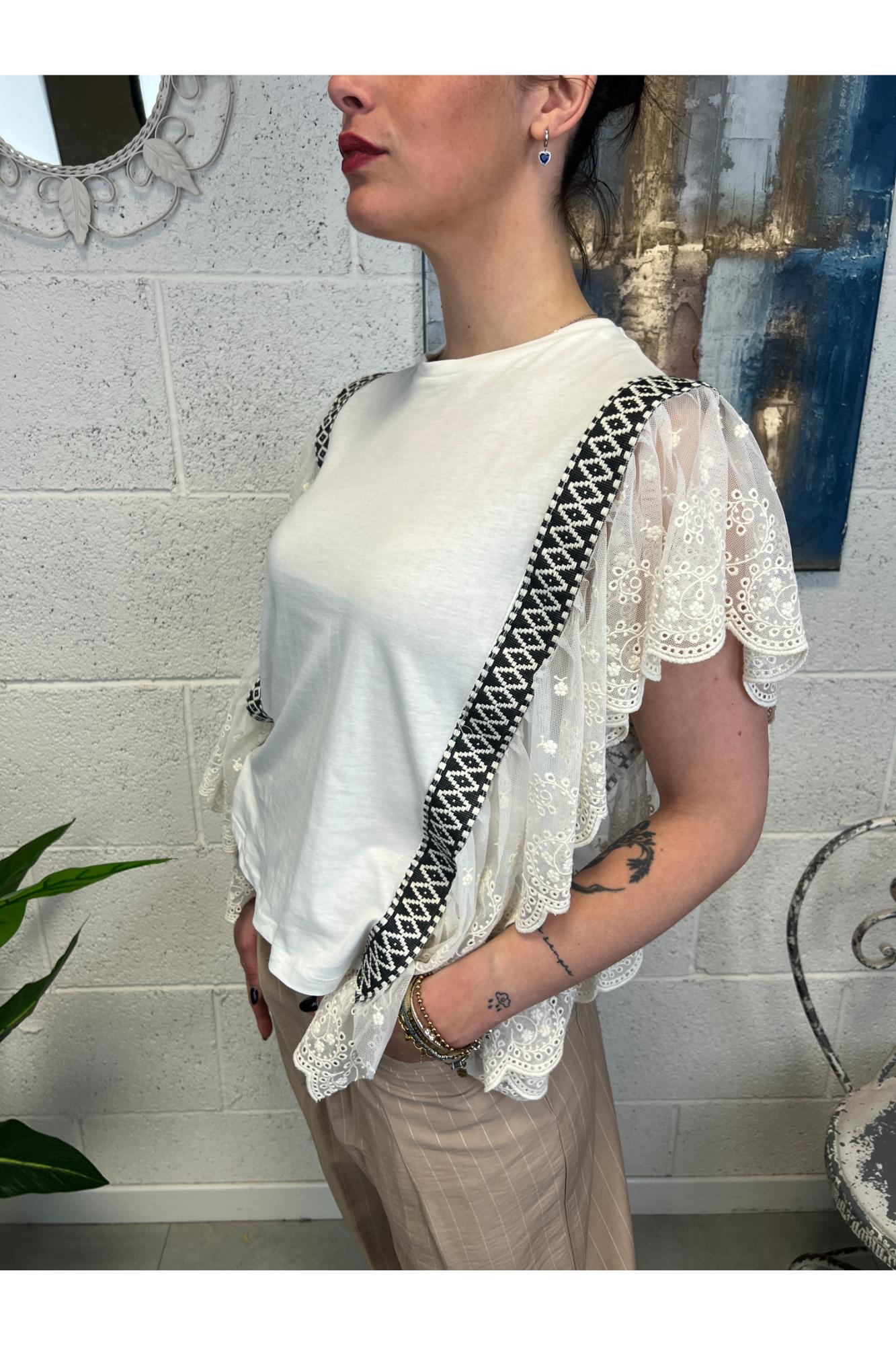 SOUVENIR T- shirt con pizzo Souvenir Panna