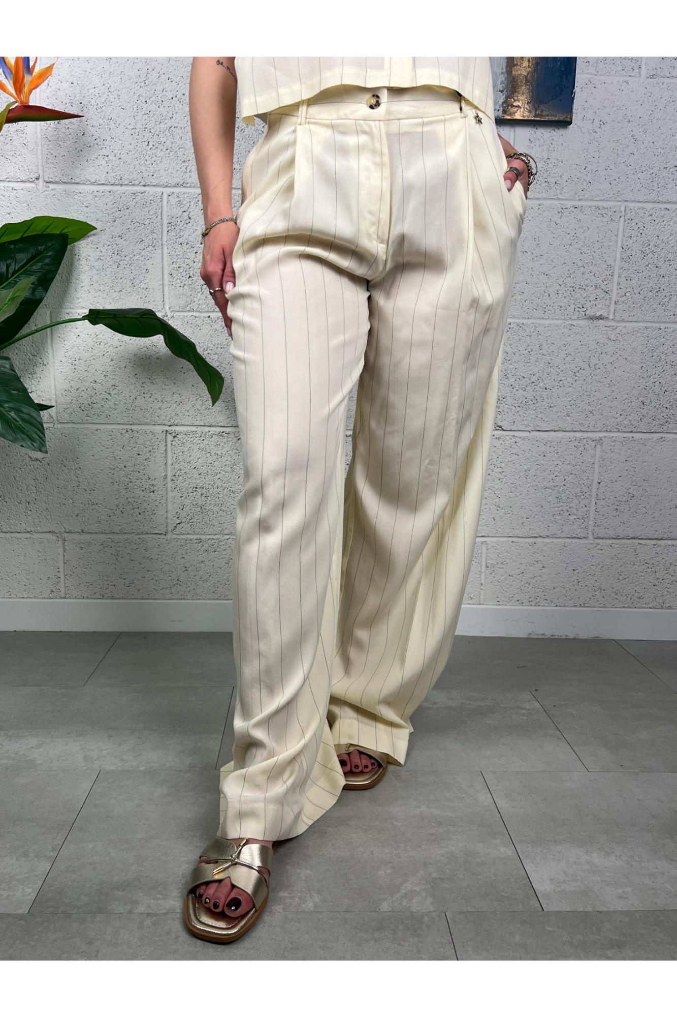 SOUVENIR Pantalone gessato Souvenir Burro