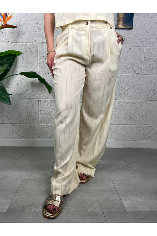 SOUVENIR Pantalone gessato Souvenir Burro