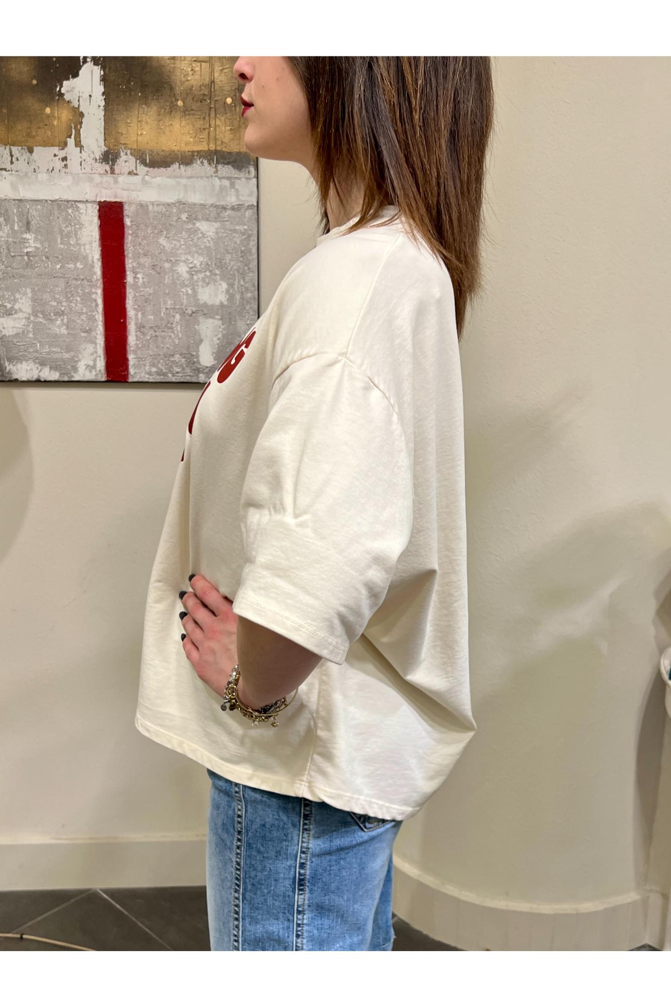 SUSY MIX T-shirt con scritta Susy mix Burro