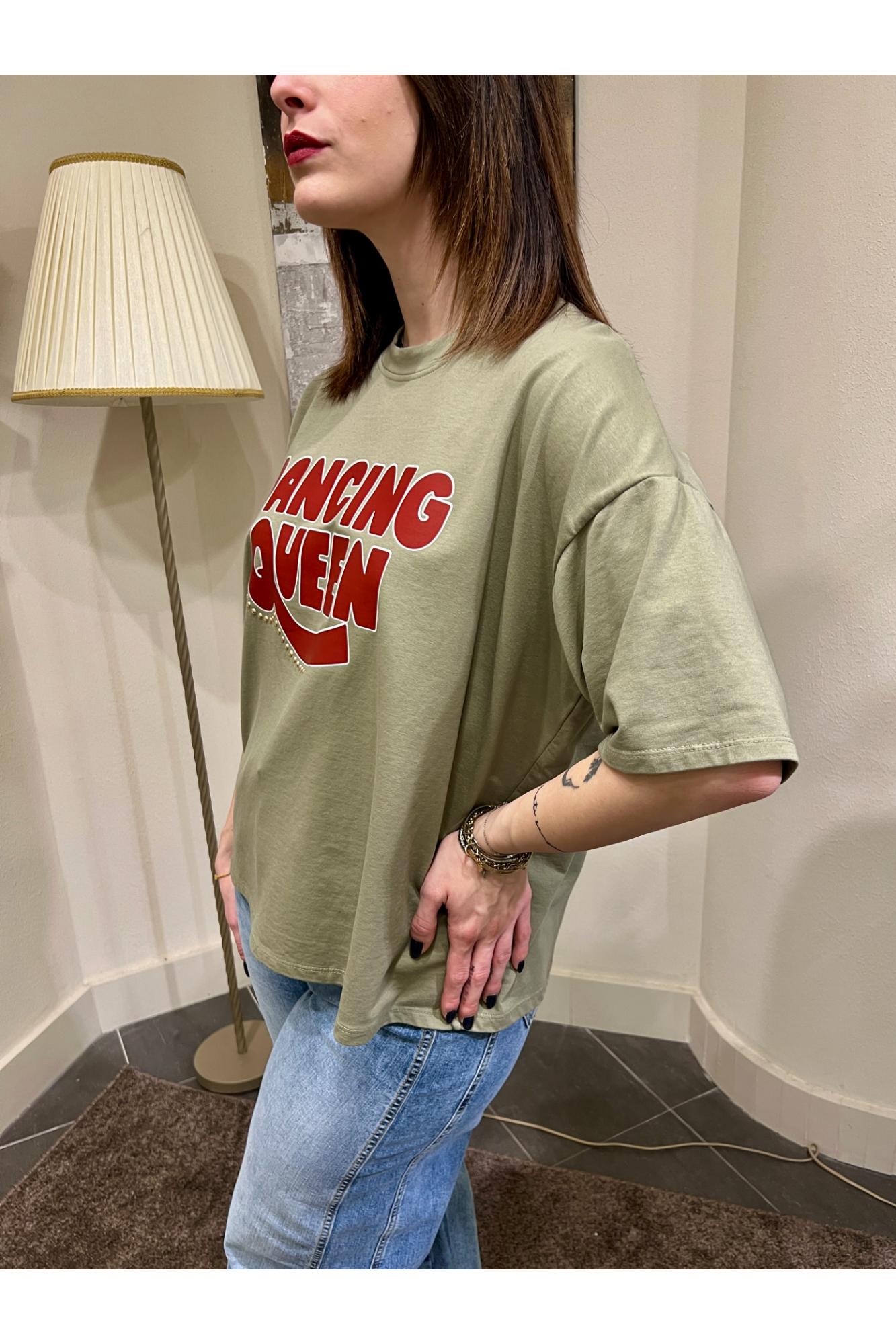 SUSY MIX T-shirt scritta Susy mix Salvia