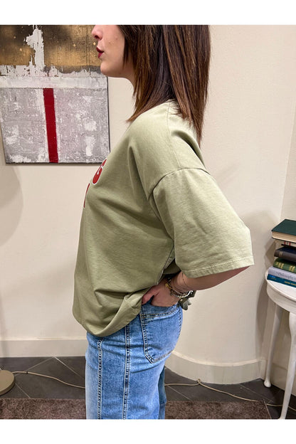 SUSY MIX T-shirt scritta Susy mix Salvia