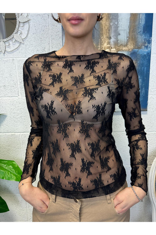 SUSY MIX Maglia in pizzo Susy mix Nero